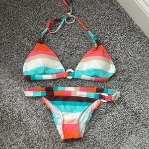 Colorful Striped Bikini Set - Size L & M